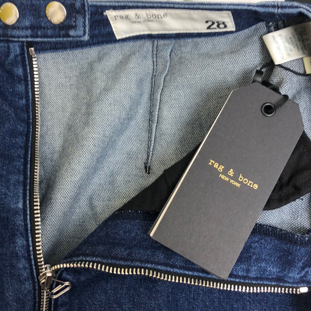 Rag and Bone Blue Denim Racer Front Zipper Miniskirt Size 6 - Picture 9 of 10